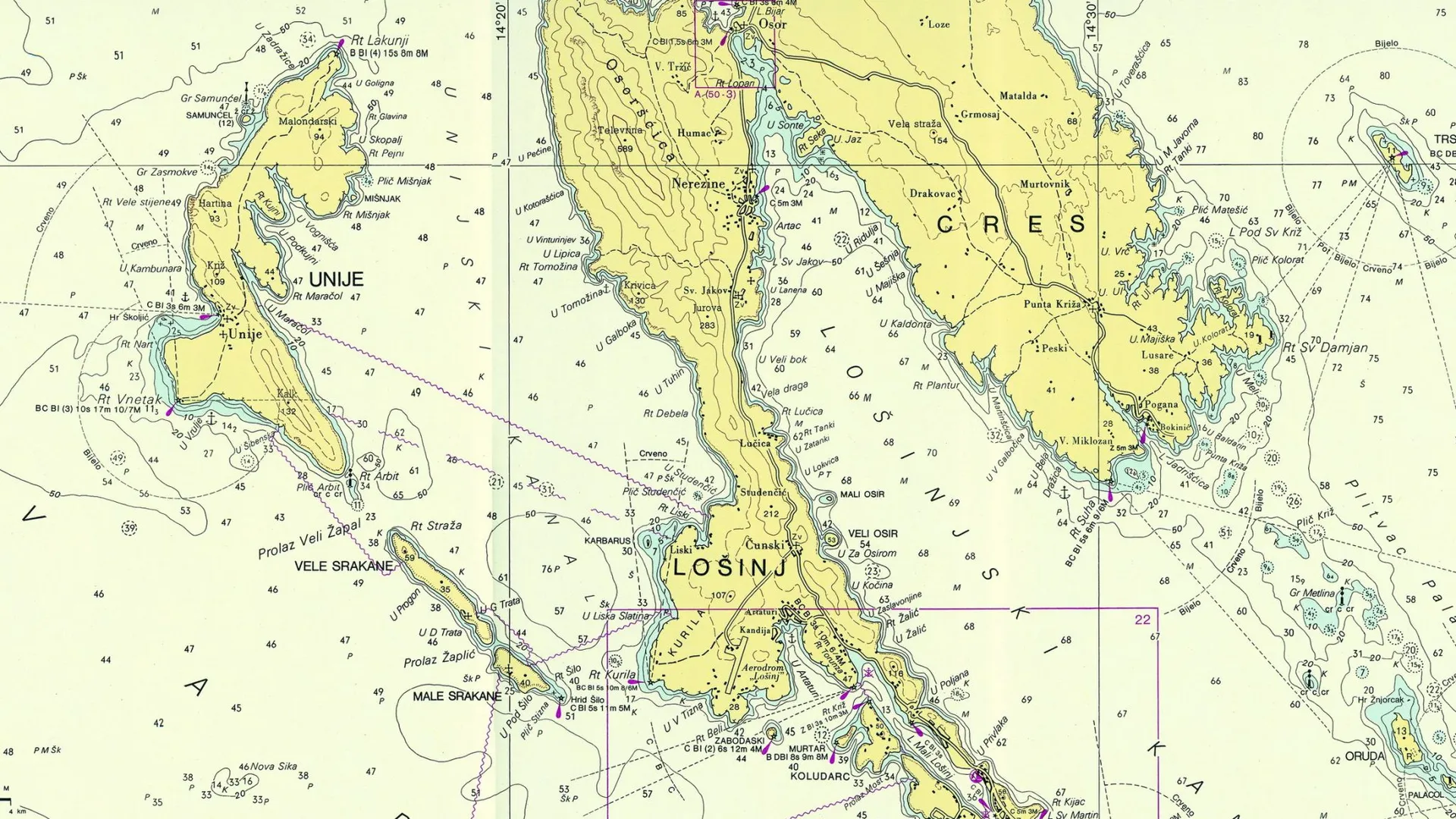 Námořní mapa Kvarneru